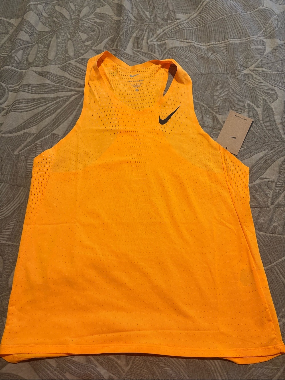 Nike Orange Mesh Racerback Tank with Black Swoosh